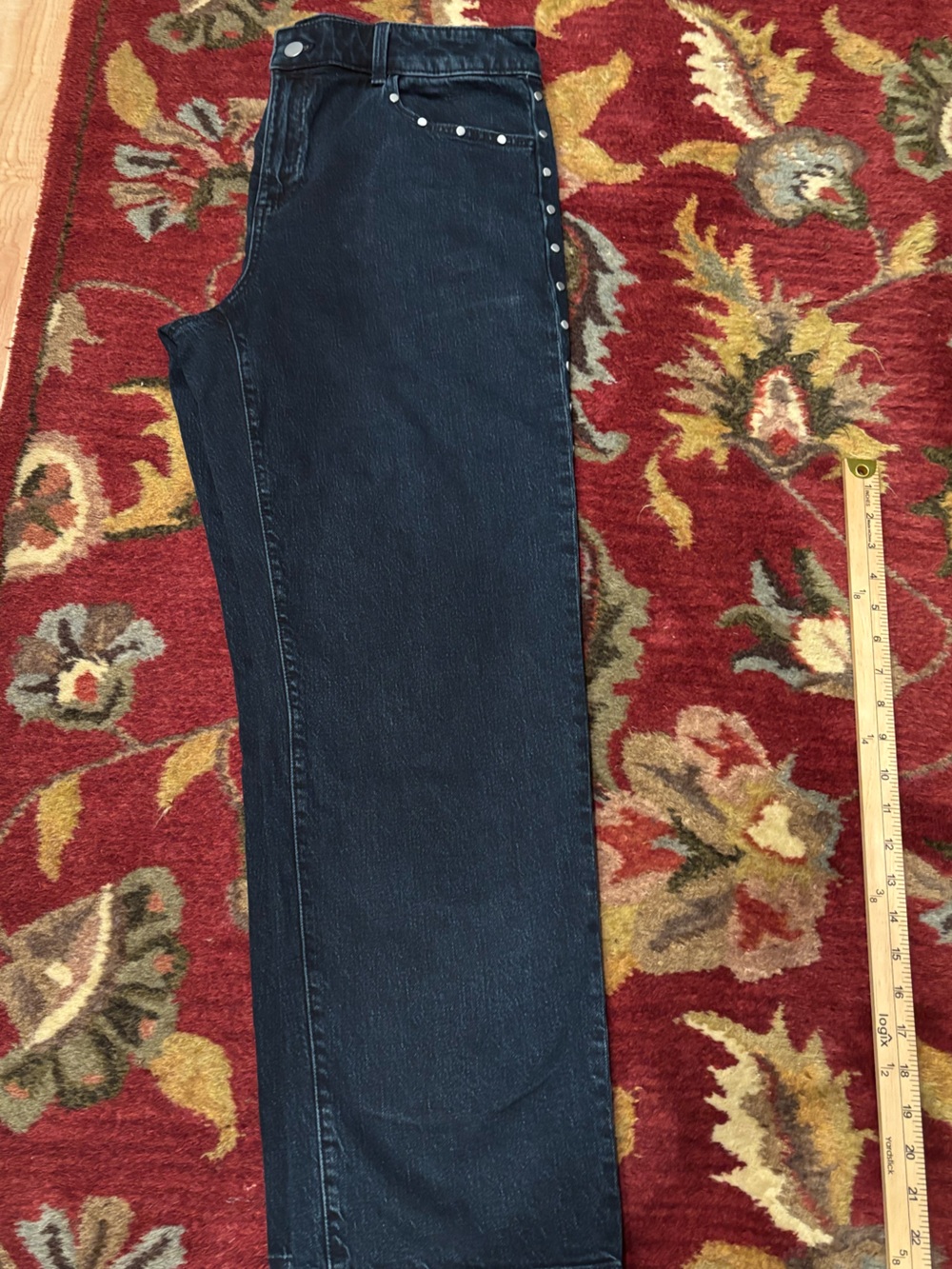 Talbot’s Women’s Dark Blue Jeans - Classic Straight Fit and Studded.